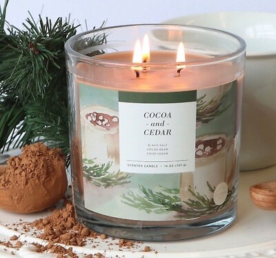 #ad Cocoa And Cedar Scented Jar Candle 13 Oz. Holiday Christmas