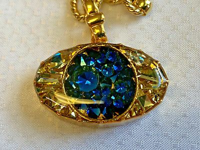 #ad Real Collectibles by Adrienne Necklace 18quot; Fashion Jewelry Blue Sparkle Pendant