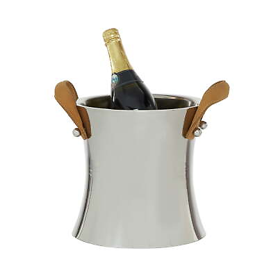 #ad Round Stainless Steel Champagne Single Bottle Silver Ice Bucket