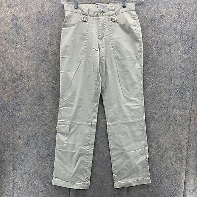 #ad Columbia Pants Women#x27;s 4 Regular Ladies Khaki Pockets Chino Button Outdoor Soft