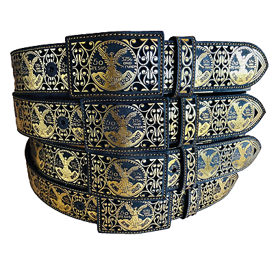 #ad Men#x27;s western leather belt size 38. Western laser engraved Golden Color Belt