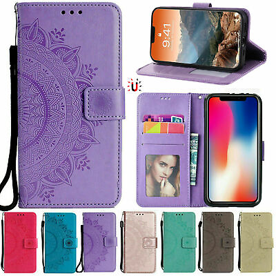 #ad For iPhone 14 15 Pro Max 13 11 12 XR XS 87 SE Magnetic Leather Wallet Stand Case