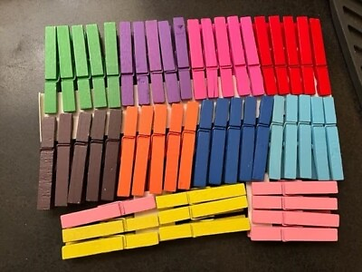 #ad 50PCS Colored Wooden Clothespins 2.9inch 10 Color Clothes Pins for Clip Picture