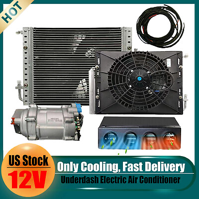 #ad Universal Electric Underdash Air Conditioning 12V Only Cool A C Kit Auto Car DC