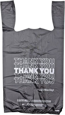 #ad New Black 21 x 6.5 x 11.5 quot;Thank Youquot; T Shirt Plastic Grocery Shopping Bags 350