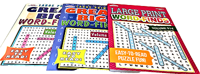 #ad NEW Lot 3 Large Print Great Big Word Search Find Puzzle Books 108 Puzzles EACH