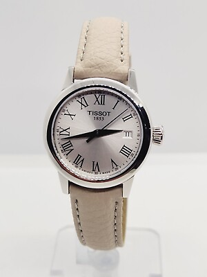 #ad Tissot Womens T Classic Dream Lady Silver Beige Leather Band 28mm Watch T129210A