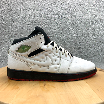 #ad Nike Air Jordan 1 Retro Mens Size 12 Shoes White Leather Black Toe Sneakers