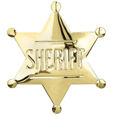 #ad Sheriff Star Badge Wild West Gold Color Polished Shiny Finish Made in USA