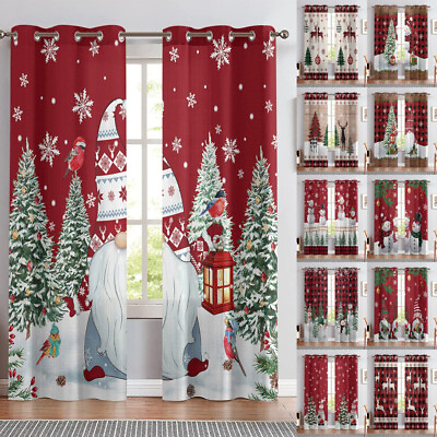 #ad Christmas Window Curtain Gnome Privacy Panel Living Room Grommet UV Protection
