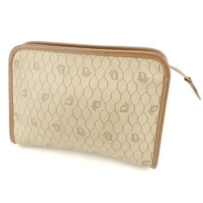 Dior Clutch bag Beige PVC Leather Woman unisex Authentic Used T8402 $349.81