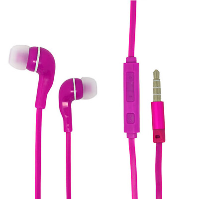 #ad Pink Universal 3.5mm Earphones Volume Control with Mic. Handsfree Stereo Headset