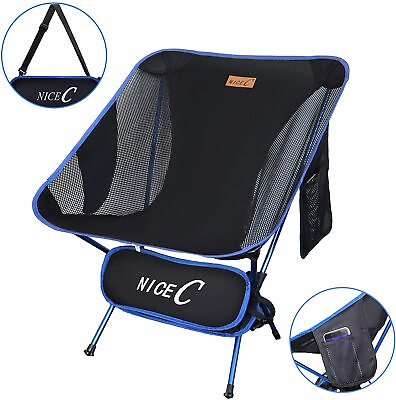 NiceC Ultralight Portable Folding Backpacking Camping Chair with 2 Storage Bags $22.99