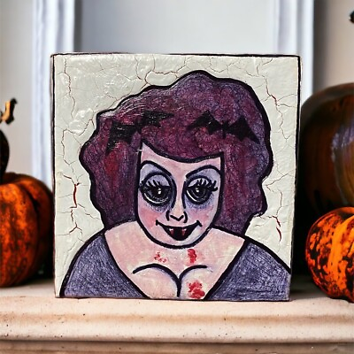 #ad Vampire Lady Halloween Original painting canvas Art 4x4 Cute Home Decor Gothic