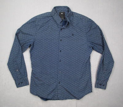 #ad G Star Shirt Mens Large Blue Core Button Up Designer Work Casual Logo