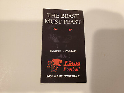 #ad MS20 BC Lions 2000 CFL Football Pocket Schedule Savings