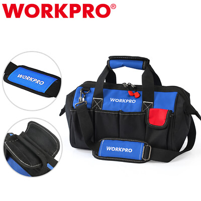 #ad WORKPRO 14quot; Tool Bag Multi pocket Tool Organizer with Adjustable Shoulder Strap