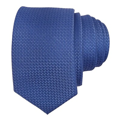 #ad 1670 Mens Slim Tie 2.5 Blue Solid Woven Dress Necktie Narrow Fashion Skinny Ties