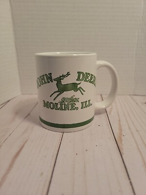 #ad John Deere Moline Ill Ceramic Coffee Mug Cup Farm Tractor Boy Dad Dog Fishing