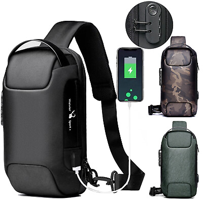 Anti Theft Sling Bag Waterproof Chest Bag Crossbody Backpack w USB Charge Port $17.98