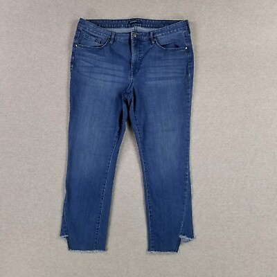 #ad Isaac Mizrahi Live Size 16 Women#x27;s Jeans Crop Frayed Hem Cute Stretch Modern