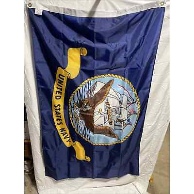#ad 3x5 US NAVY Military Official Logo Single Sided Flag Outdoor Nylon Made in USA