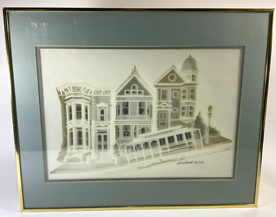 #ad Debbie Patrick San Francisco Victorian Houses and Cable Car 3D Art Ltd Edition