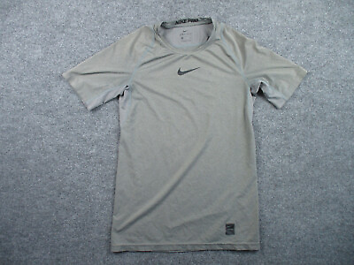 #ad Nike Pro Shirt Adult S Gray Short Sleeve Crew Neck Dri Fit Combat Active Gym Men