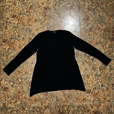 #ad #ad J. Jill Wearever Women’s Black Long Stretch Sleeve Tunic Blouse Size XS