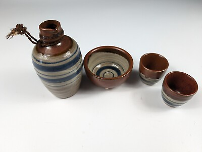 #ad 4quot; Vintage Ceramic Pottery Japanese Sake Set and bowl