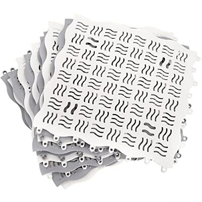 #ad 12 Pack Interlocking Floor Tiles with Drain Holes for Wet Areas Bathroom Kitchen