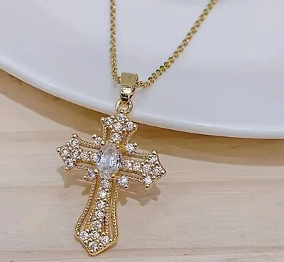 #ad Cross Pendant Necklace stainles steel For Women with gift box for Jesus lover