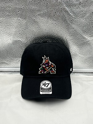 #ad Arizona Coyotes NHL #x27;47 Brand Throwback Clean Up Black Adjustable Hat