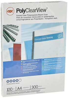 #ad GBC IB386848 PolyClearView Binding Covers 300 Micron A4 Frost Pack of 100 30