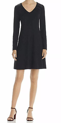 #ad Robert Michaels Womens Black Faux Leather Long Sleeve Mini Dress NWT Size XL