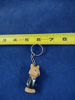 #ad Vintage Tuxedo Fox Keychain Key Ring Chain Fob Hangtag *127 E