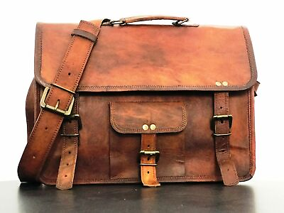 Leather Vintage Satchel Bag Messenger Shoulder Man ipad Laptop Briefcase Bag