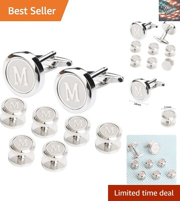 #ad High Polished Alphabet Cufflinks and Studs Set for Elegant Attire and Gifts