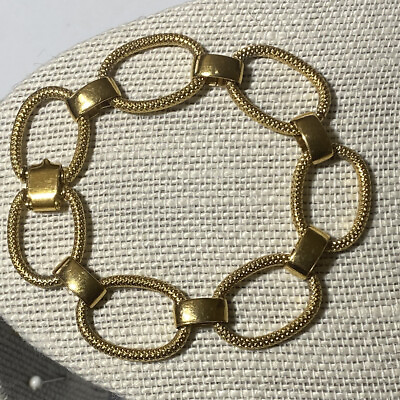 #ad Monet Vintage Oval Link Textured Gold Tone Bracelet 6” Original