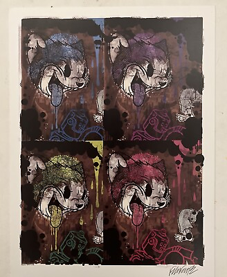 #ad Warhol Cat Fine Art 12x15 Signed print By Frank Forte Pop Surrealism Horror