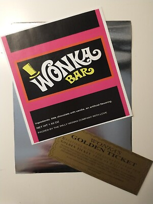 #ad 1.55 oz. Willy Wonka chocolate bar wrapper amp; golden ticket Mini No Chocolate