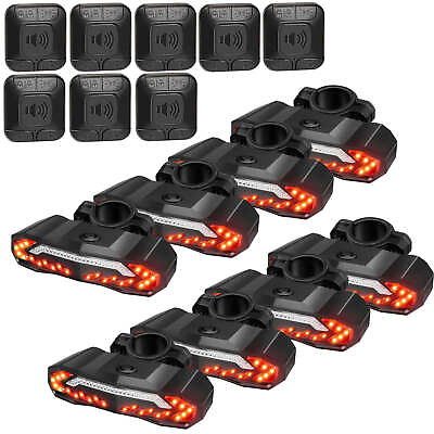 #ad 8PCS Bicycle Bike Tail light Rechargeable Smart Turn Signal Warning Alarm Remote