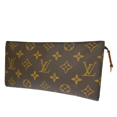 #ad LOUIS VUITTON LV Bucket GM Pouch Bag Monogram Leather Brown GHW 60YD966