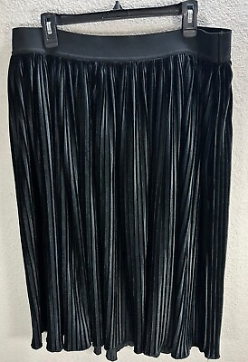 #ad Torrid Black Pleated Skirt Pull On Flare Flowy Evening Casual Plus Size 1