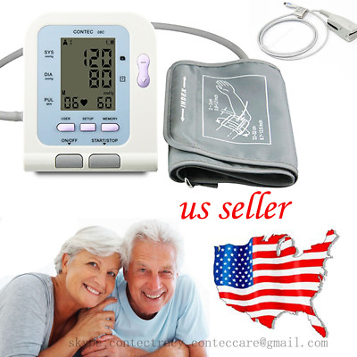 #ad Digital Upper Arm Blood Pressure Monitor LCD Heart Rate Beat Pulse MeterProbe
