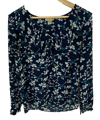 #ad LOFT Outlet Floral Print Pullover Blouse Women#x27;s Size XS Business Casual 670