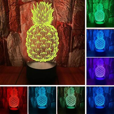 #ad Fruit Pineapple 3D Optical Illusion Bedroom Decor Sleep Table Lamp Night Light