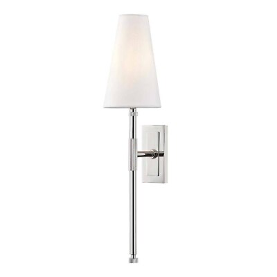 #ad One Light Wall Sconce 5 Inches Wide by 21.5 Inches High Polished Nickel