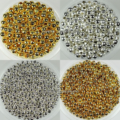 #ad Wholesale 2mm2.4mm3.2mm4mm5mm6mm Metal Round Spacer Beads Silver Gold Plt