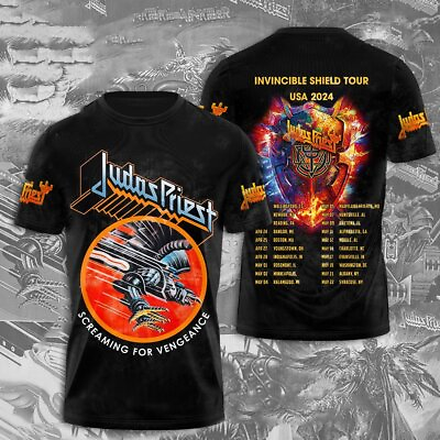 #ad Judas Priest Invincible Shield 2024 Tour ShirtJudas Priest 3D T Shirt All Sizes